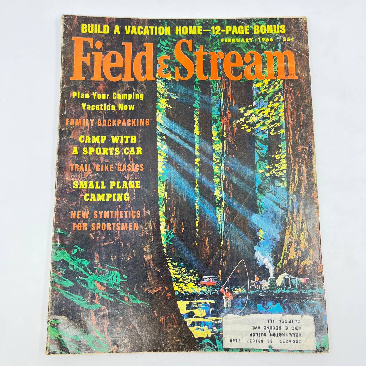 1966 Feb Field & Stream Magazine Small Plane Camping Trail Bikes Backpacking TE8