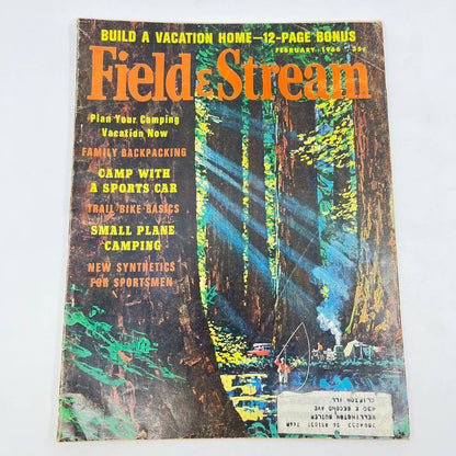 1966 Feb Field & Stream Magazine Small Plane Camping Trail Bikes Backpacking TE8