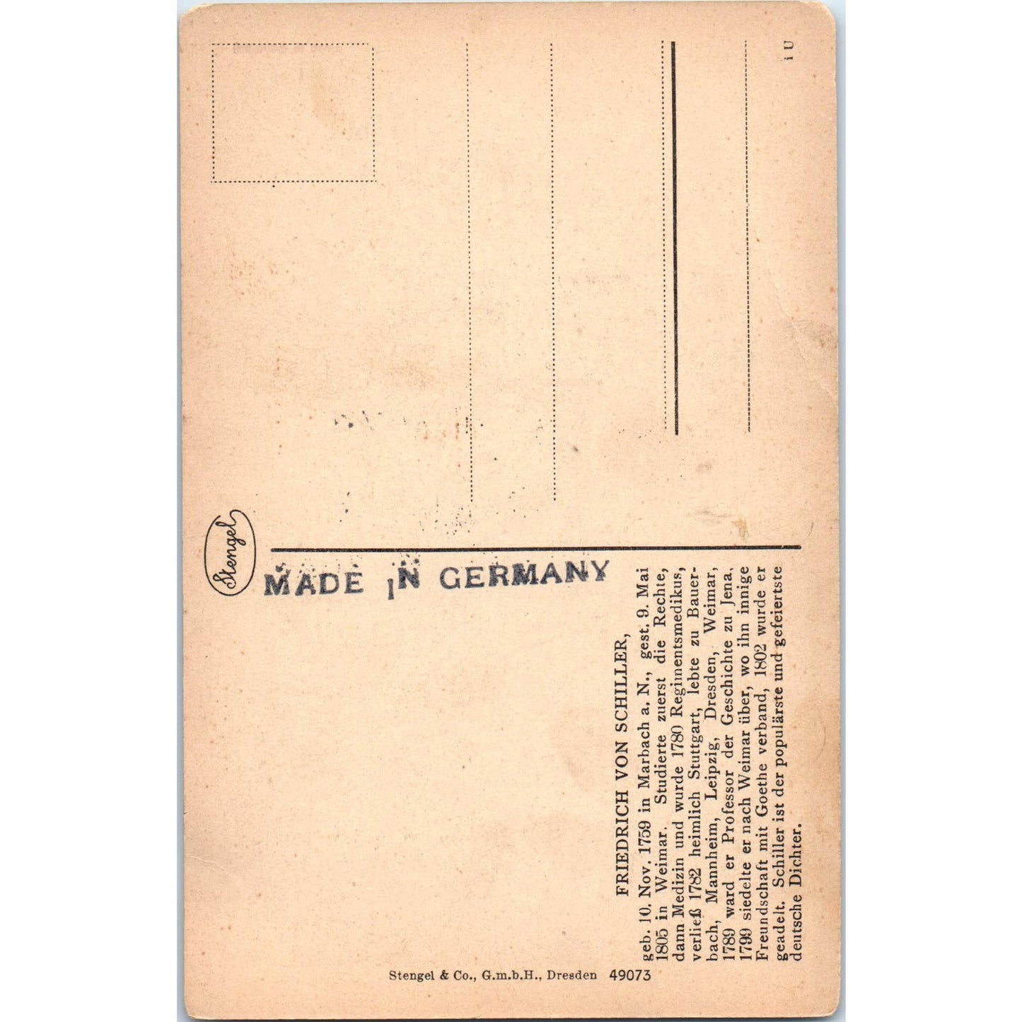 Friedrich Von Schiller Sketch Germany Stengel c1910 Original Postcard TK1-23