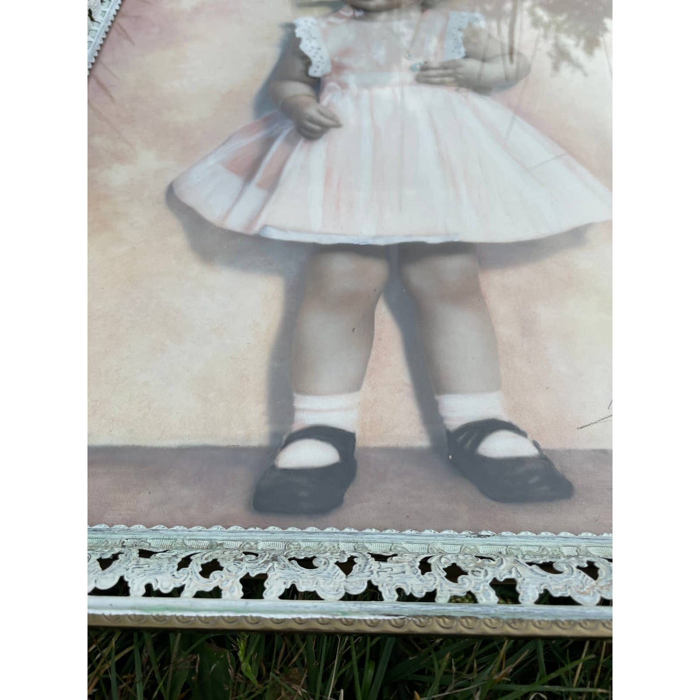 Vintage Framed Original Signed Portrait of Little Girl by Eliva Cook