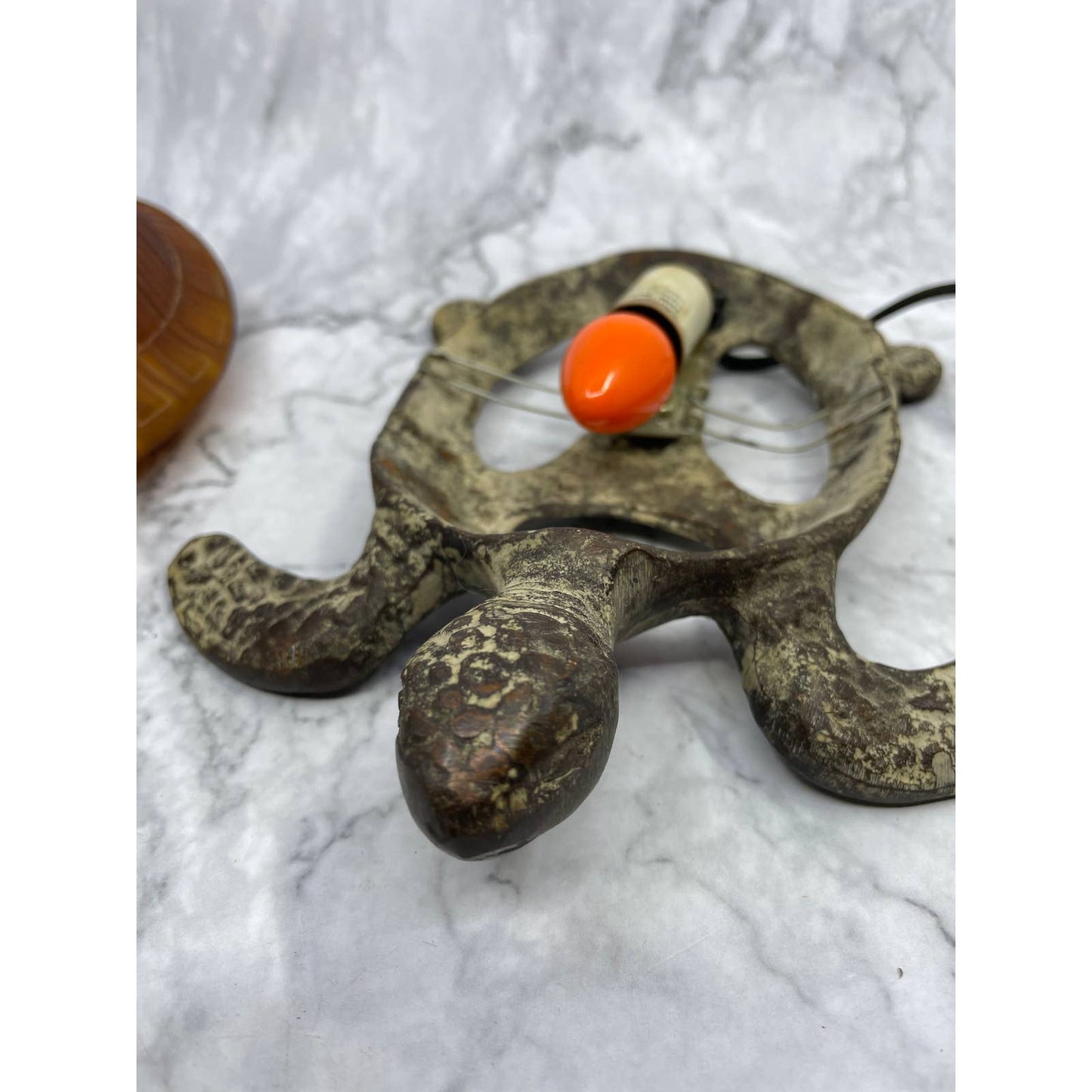 Vintage Ying Long Tortoise Sea Turtle Desk Lamp - Glass/ Cast Iron - WORKS TB5