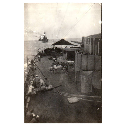 Battleship Deck Artillery Steamship Battleship - Original Postcard RPPC TJ8-4