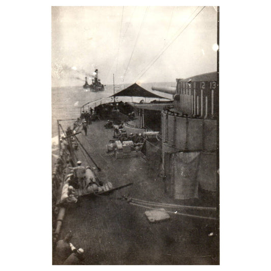 Battleship Deck Artillery Steamship Battleship - Original Postcard RPPC TJ8-4