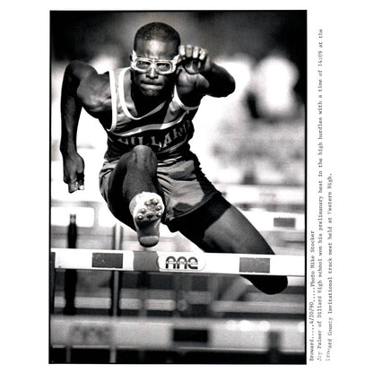 1990 Original Press Photo Track and Field Hurdles Dillard Jay Palmer 8x10" AD2