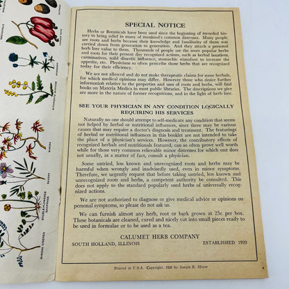 The Herbalist Almanac 1950 Eyer Indiana Botanic Herbs Advertising Booklet L2-3