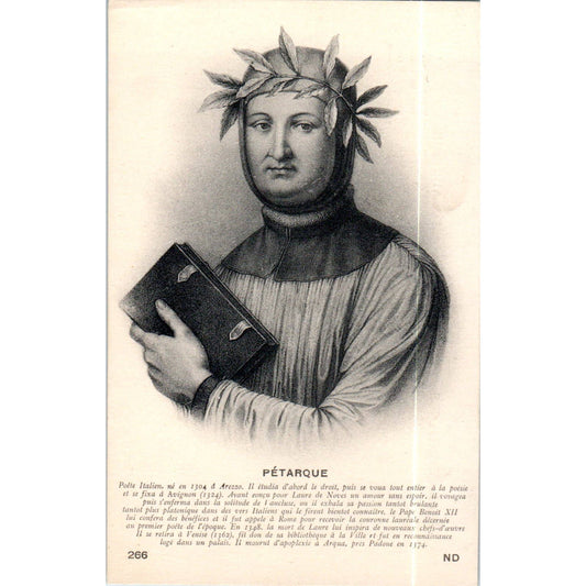 Petarque Poete Italien Original Postcard TK1-P19