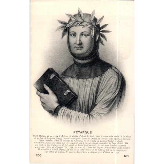 Petarque Poete Italien Original Postcard P2-4