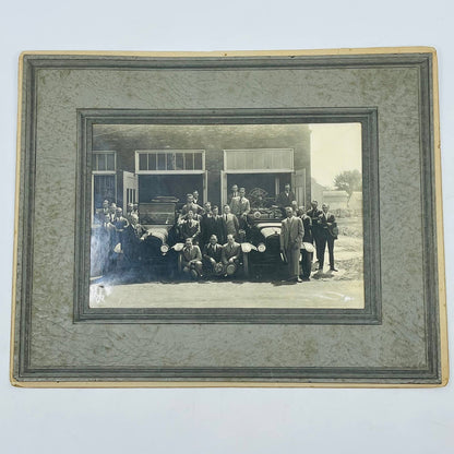 c1920 Photograph LBFD Fire Department Men Posing w/ Fire Trucks 8x10 C13