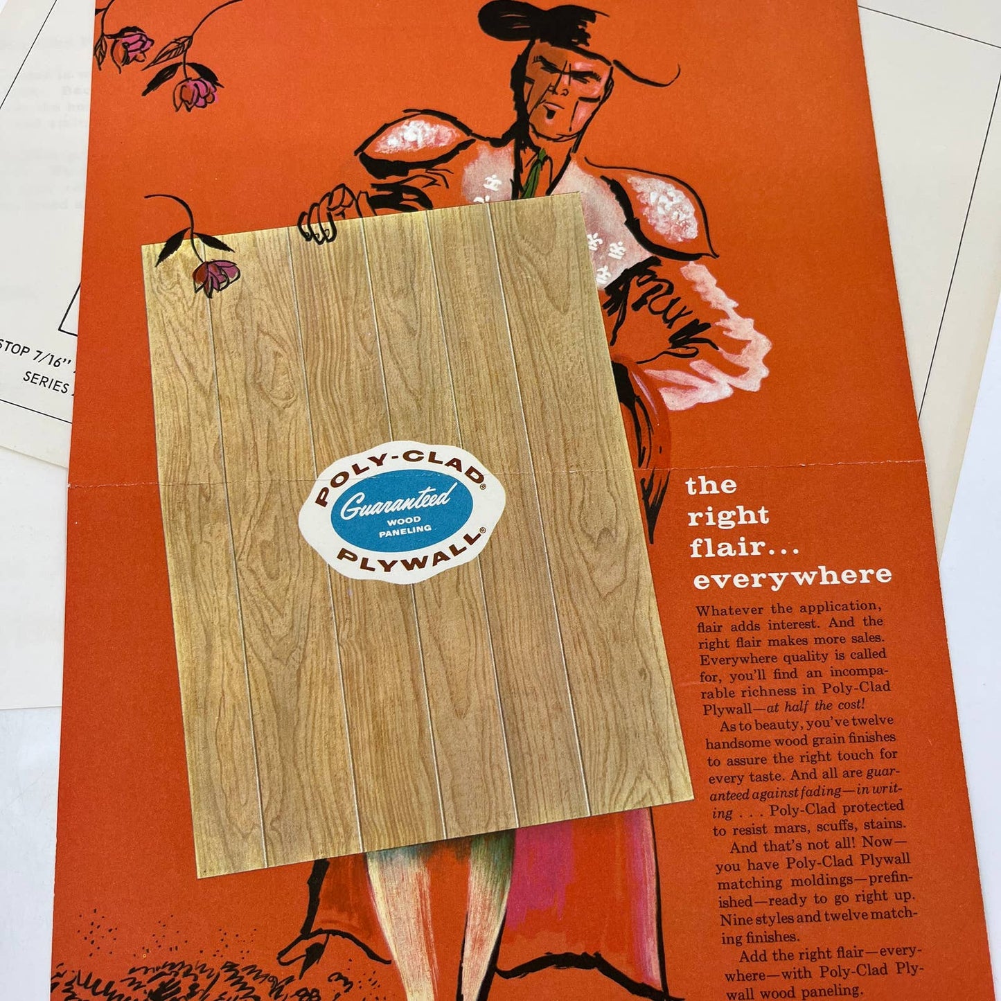 1960 Poly-Clad Plywall Wood Paneling  Advertising Promo Materials Leaflets AC8