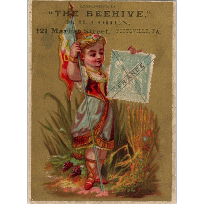 1880s Victorian Trade Card The Beehive S.B. Cohen Pottsville PA SE8