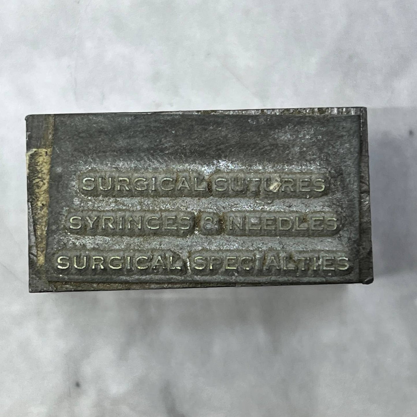 Vintage Printing Letterpress Printers Block Plate Surgical Specialties TJ517