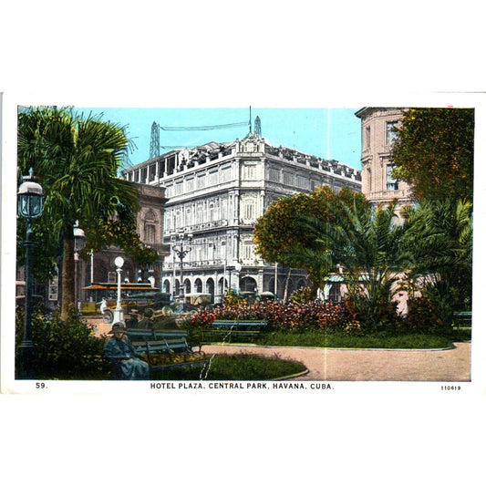 Hotel Plaza Central Park Havana Cuba Original Postcard P3-1