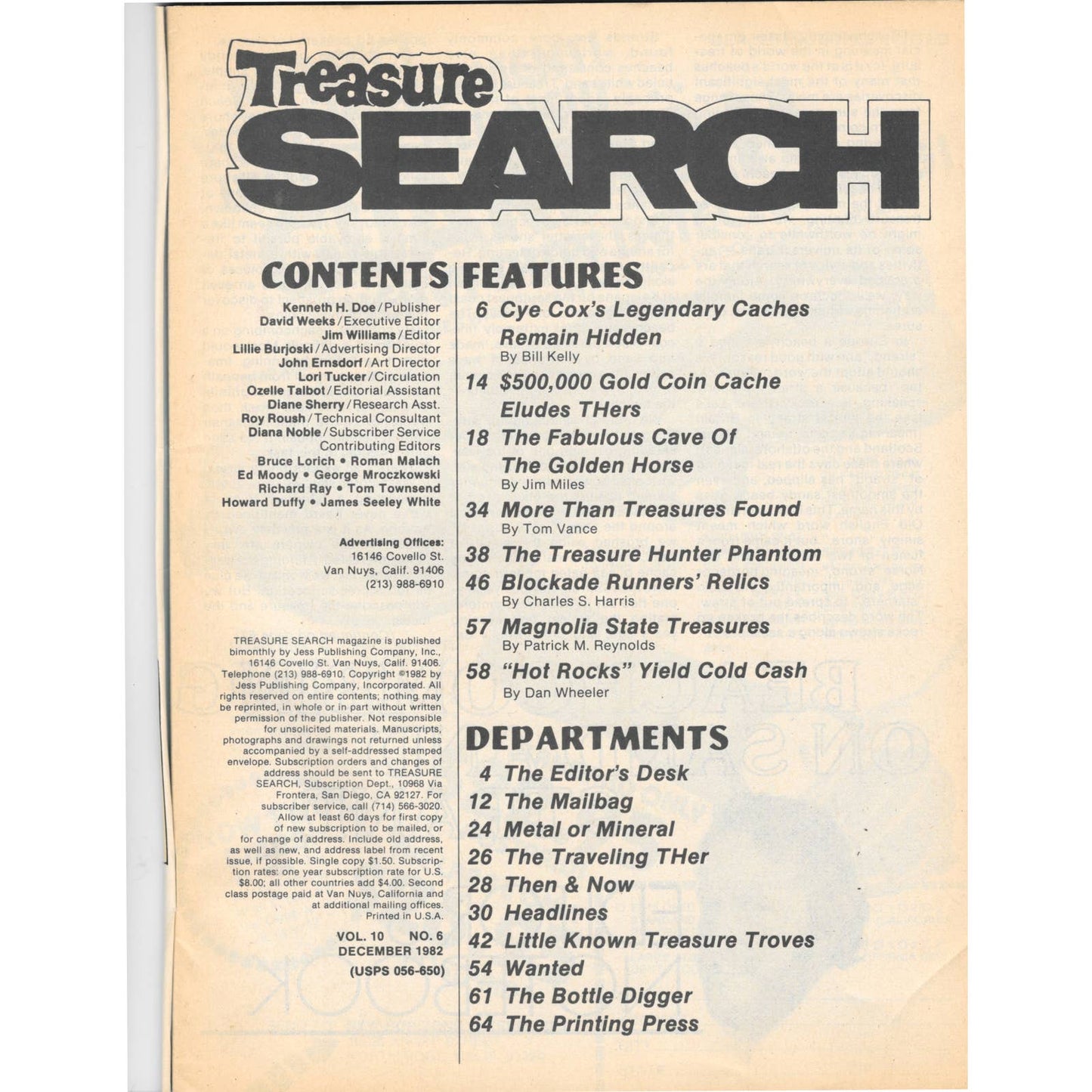 Treasure Search Magazine 1982 December Metal Detecting Gold Diamonds M2