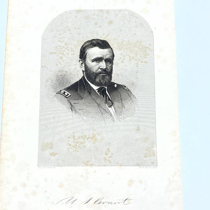 1867 Original Steel Art Engraving - Union General Ulysses S. Grant 9x5" AC3-1