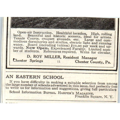c1920 Harper's Ad - Walnut Lane School for Girls S. Edna Johnson Germantown EA3