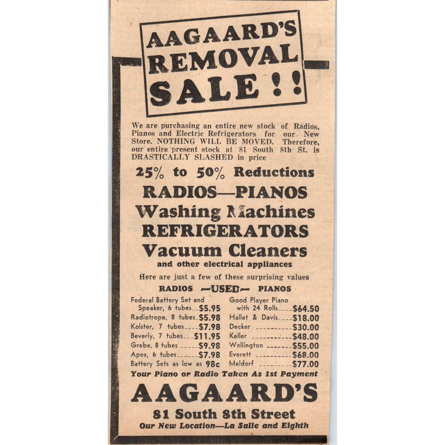 1935 Mpls Journal Newspaper Ad AAgaard's Department Store LaSalle & 8th FL5-3