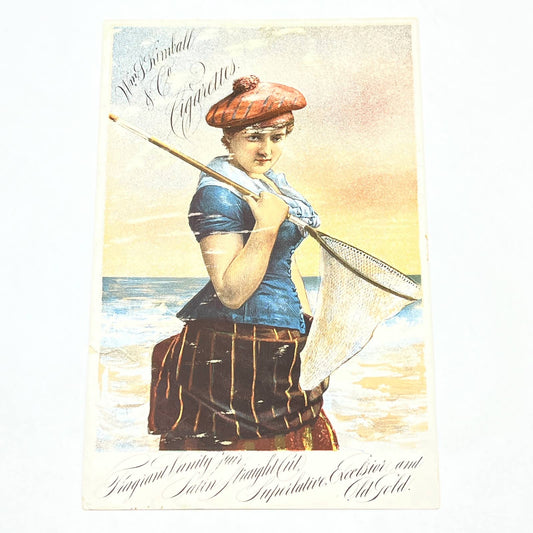 1880s Victorian Trade Card Wm Kimball & Co Cigarettes Old Gold AB8