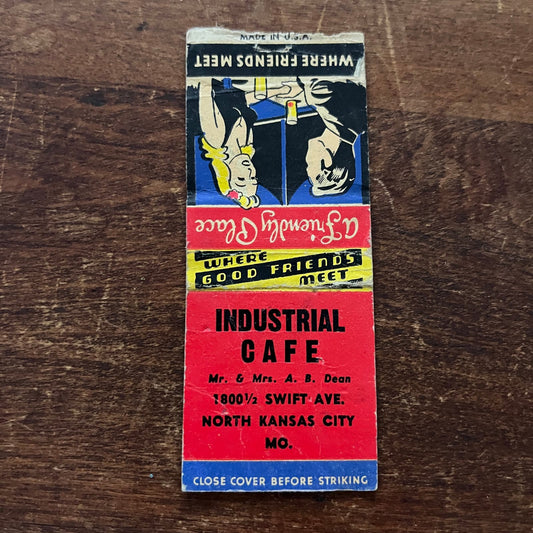 Industrial Cafe North Kansas City MO Advertising Matchbook Cover SB3-M4