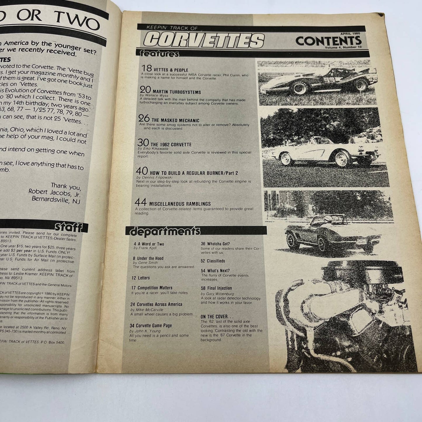 1980 April Keepin' Track of Vettes Corvette Magazine 1962 Solid Axel Vette TG1