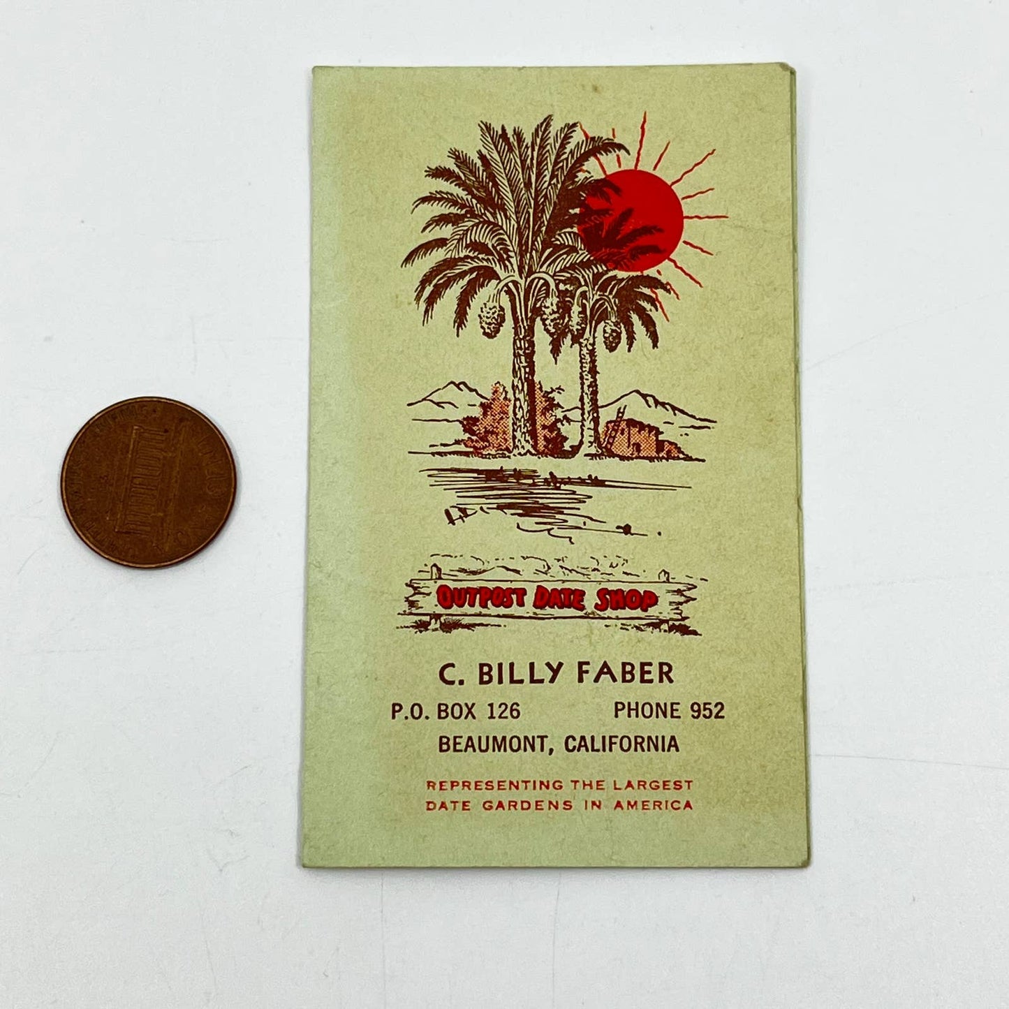 1920s C. Billy Faber Date Shop Price List Beaumont CA SC5