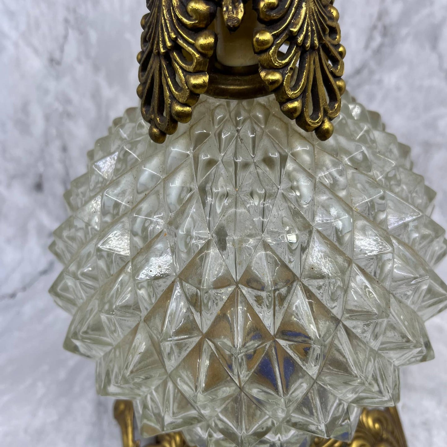 1970 Hollywood Regency Glam Lamp Crystal Glass & Brass EF Industries 23" WORKS