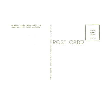 Vintage Postcard - Looking Down High Street in Harpers Ferry West Virginia AD9