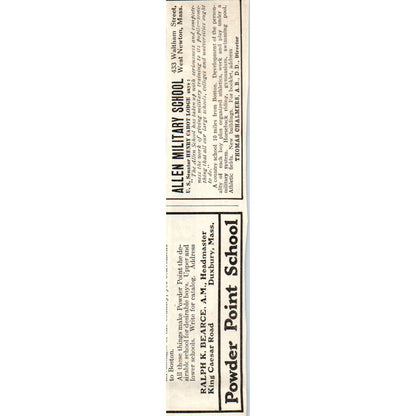 c1920 Harper's Magazine Ad - Williston Seminary School for Boys Easthampton EA3