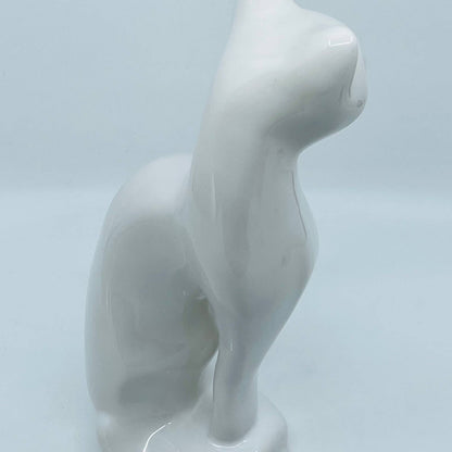 MCM Art Deco Artmark White Siamese Green Eye Ceramic Cat Statue 11” TD2