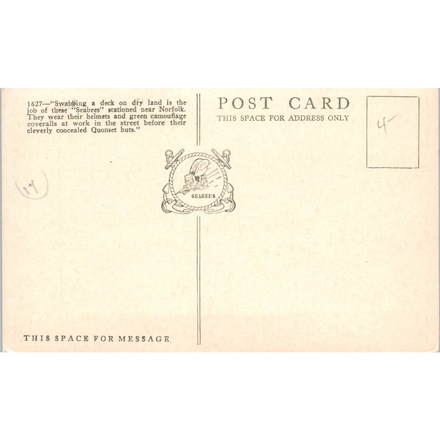 Seabees Clean Up Their Hives Camp Perry VA Navy - Original RPPC Postcard TJ7-RP1