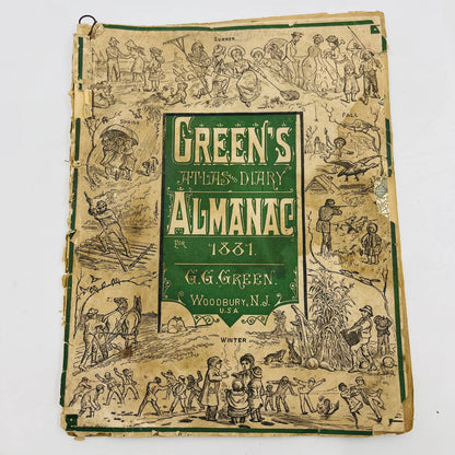 1881 Green's August Flower Atlas & Diary Quack Medicine Almanac Woodbury NJ FL2