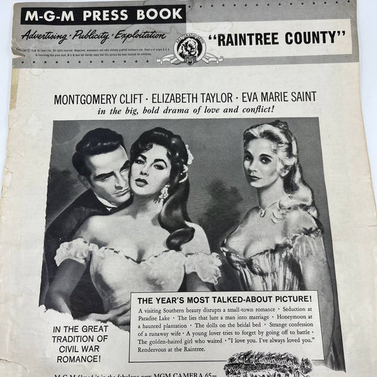 RAINTREE COUNTY 1957 Elizabeth Taylor, Montgomery Clift US PRESSBOOK FL3