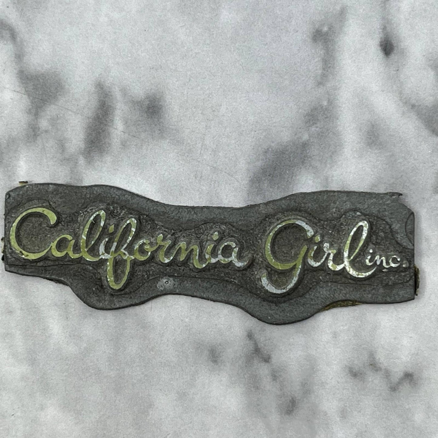 Vintage Printing Letterpress Printers Block Plate California Girl Inc TJ58