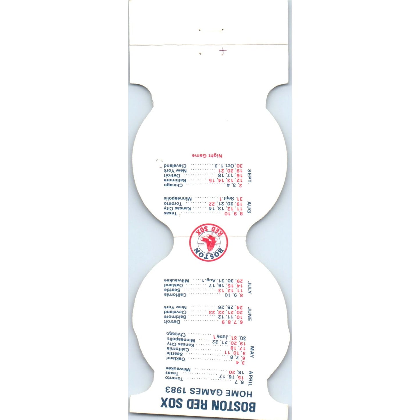 1983 Boston Red Sox Baseball MLB Schedule Matchbook Cover SA6-M4