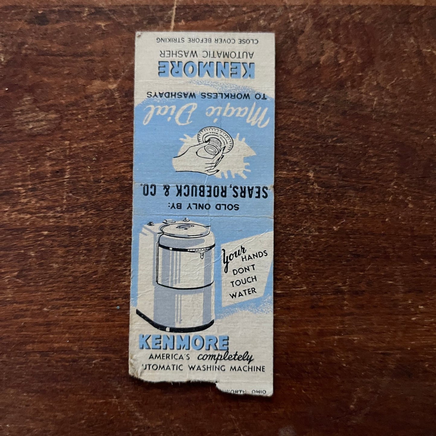 Sears Roebuck Magic Dial Kenmore Automatic Washer Advertising Matchbook SA9-M13