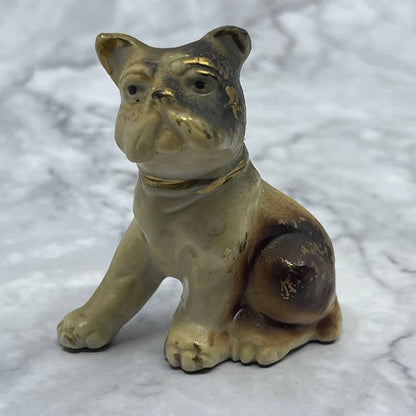 Vintage MCM Hand Painted Bulldog Dog Bone China Figurine 2.5” SE1