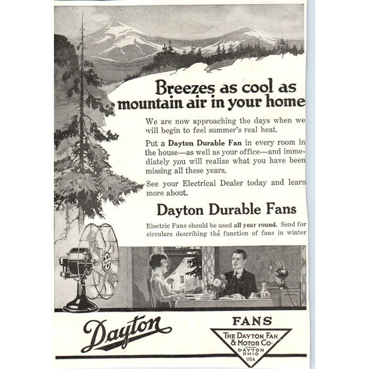 c1920 Harper's Magazine Ad - The Dayton Fan and Motor Co. Ohio TF6-1