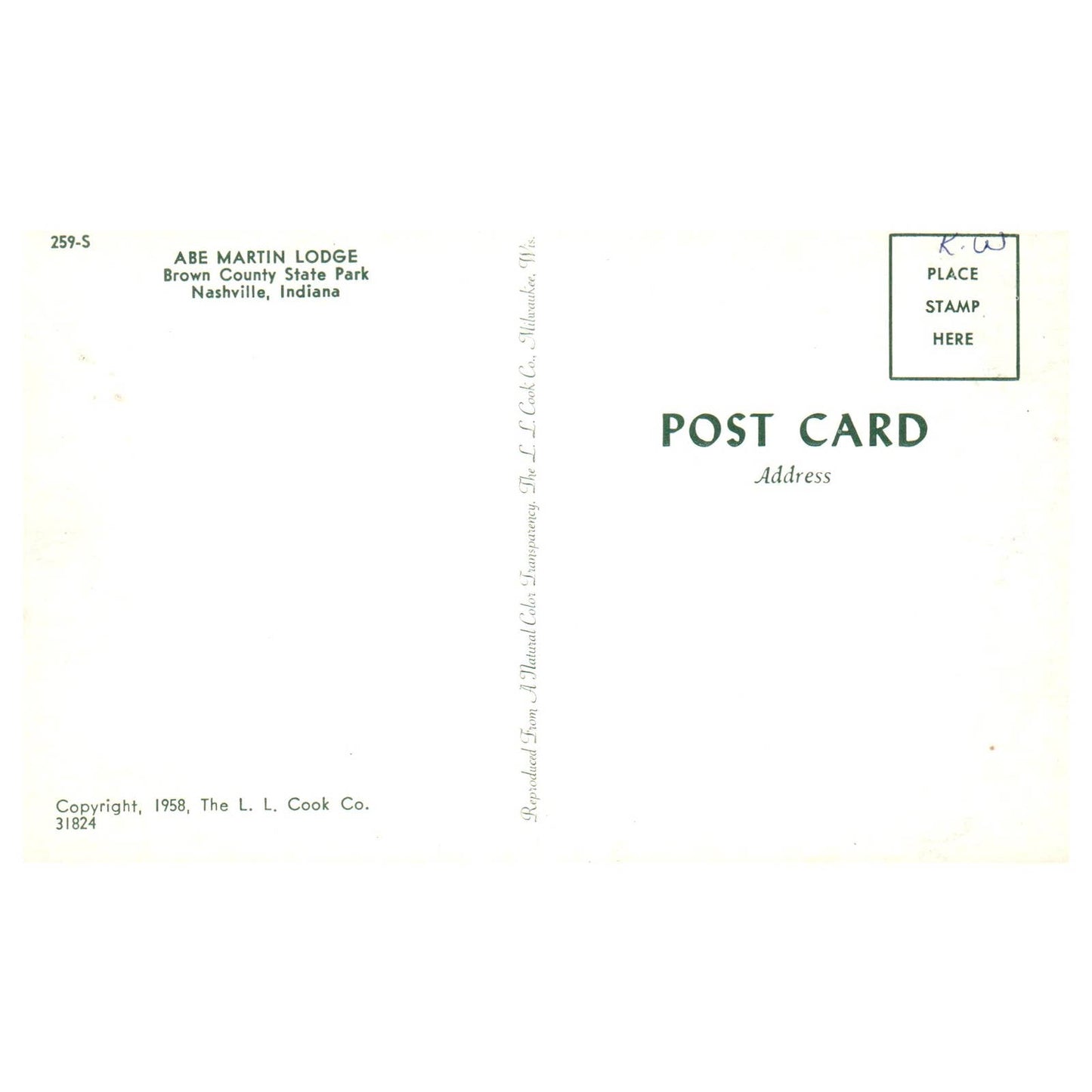 Vintage Postcard- Abe Martin Lodge Brown County State Park Nashville Indiana AD9