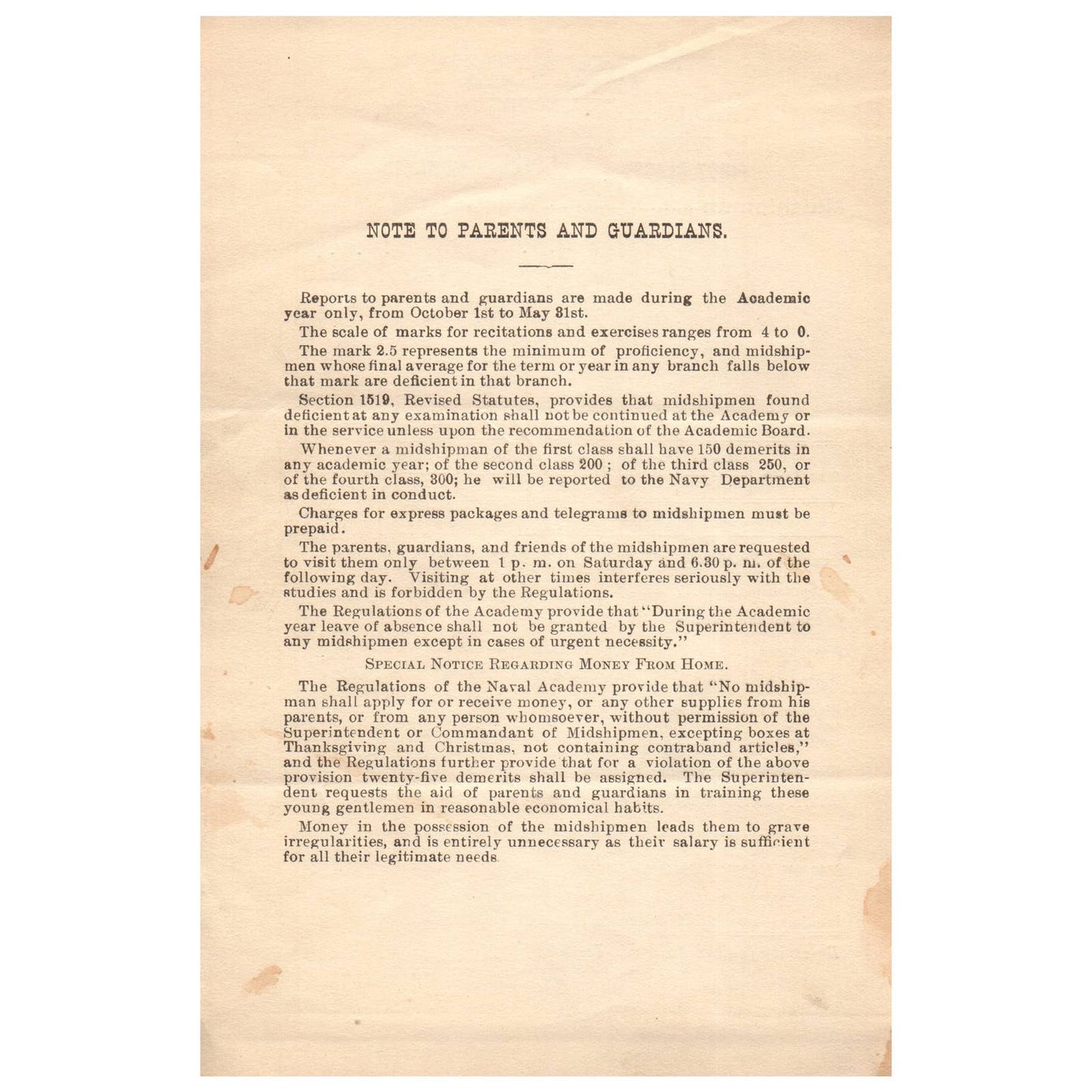 1917 Jan WWI Era US Naval Academy Midshipman JGM Stone Report Card EW Eberle AC9