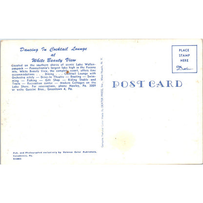 Vintage Postcard Cocktail Lounge White Beauty View Hawley PA TD8-P2