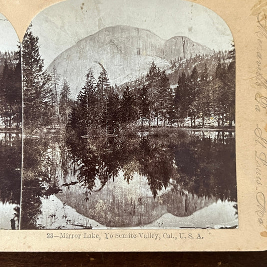 Mirror Lake Yosemite Valley California Antique Stereoview Card H2-4
