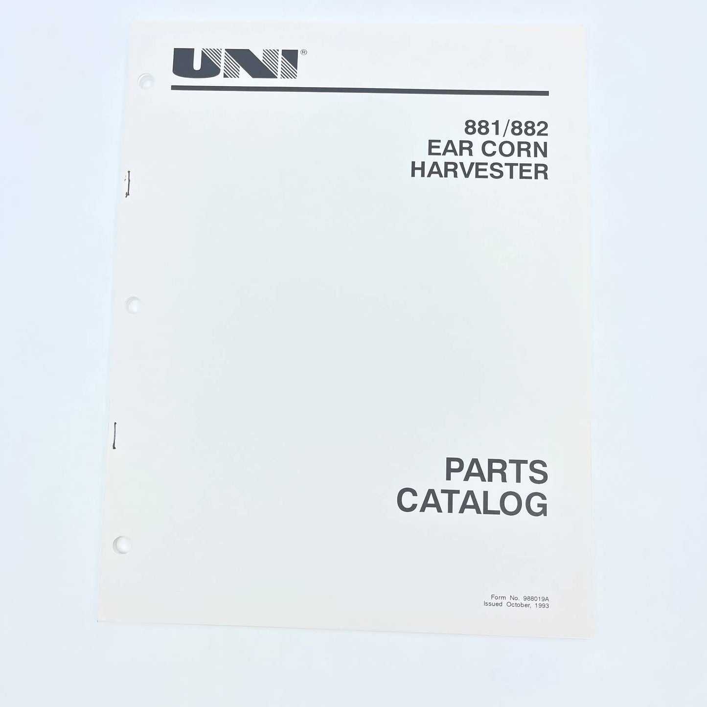 Original 1993 New Idea Parts Catalog 881/882 Ear Corn Harvester 988019A TB9