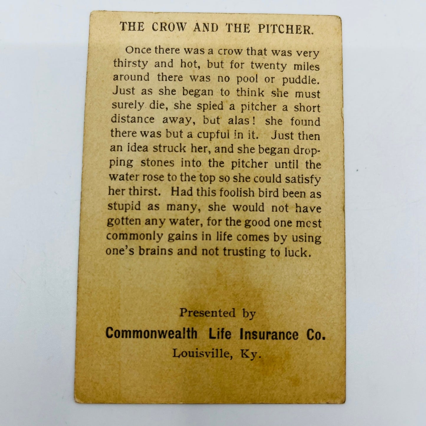 1880s Trade Card Commonwealth Life Insurance Louisville Crow &  Pitcher AH9-M8