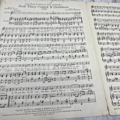And They Called it Dixieland Richard A. Whiting 1916 Sheet Music TK2-SM3