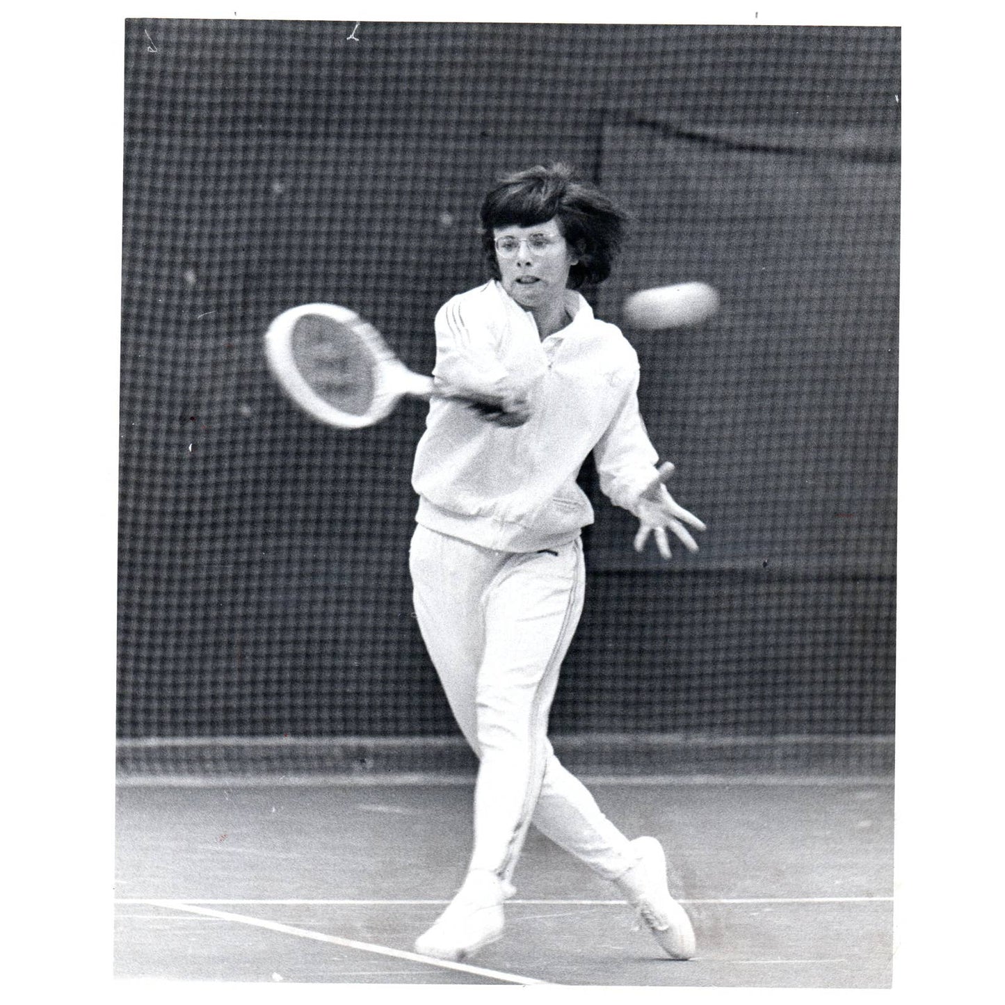 1975 Press Photo Tennis Billie Jean King Moffit Practicing 8x10" AD3-2