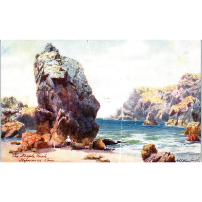 The Lizard Steeple Rock Kynance Cove Raphael Tuck Oilette Postcard TK1-P17