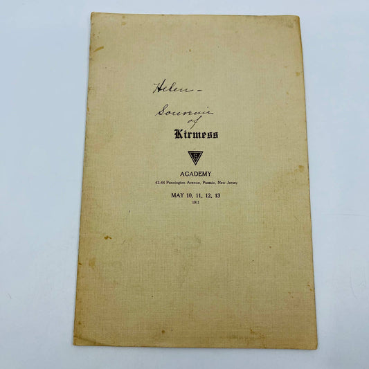1911 Kirmess Academy Souvenir Program Pennington Ave Passaic NJ D5