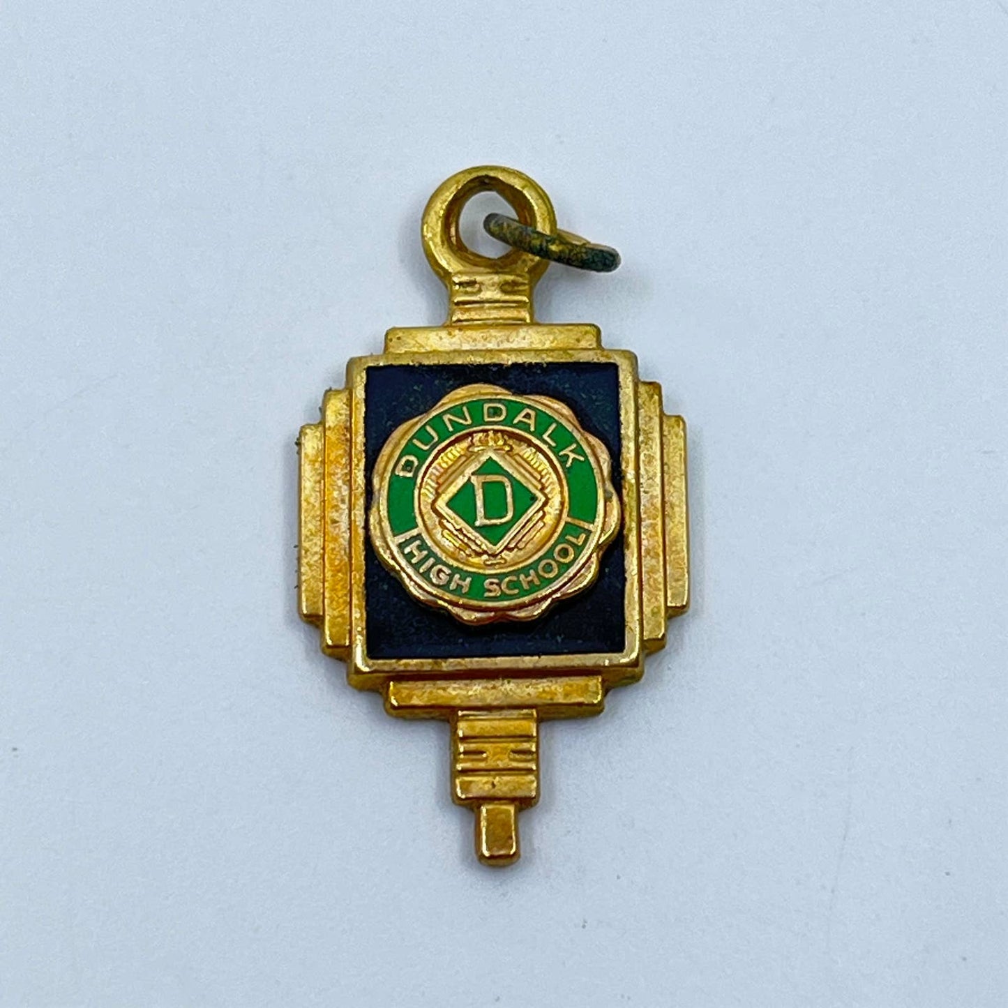 Vintage Art Deco Dundalk High School Charm Pendant Baltimore MD SD3-1