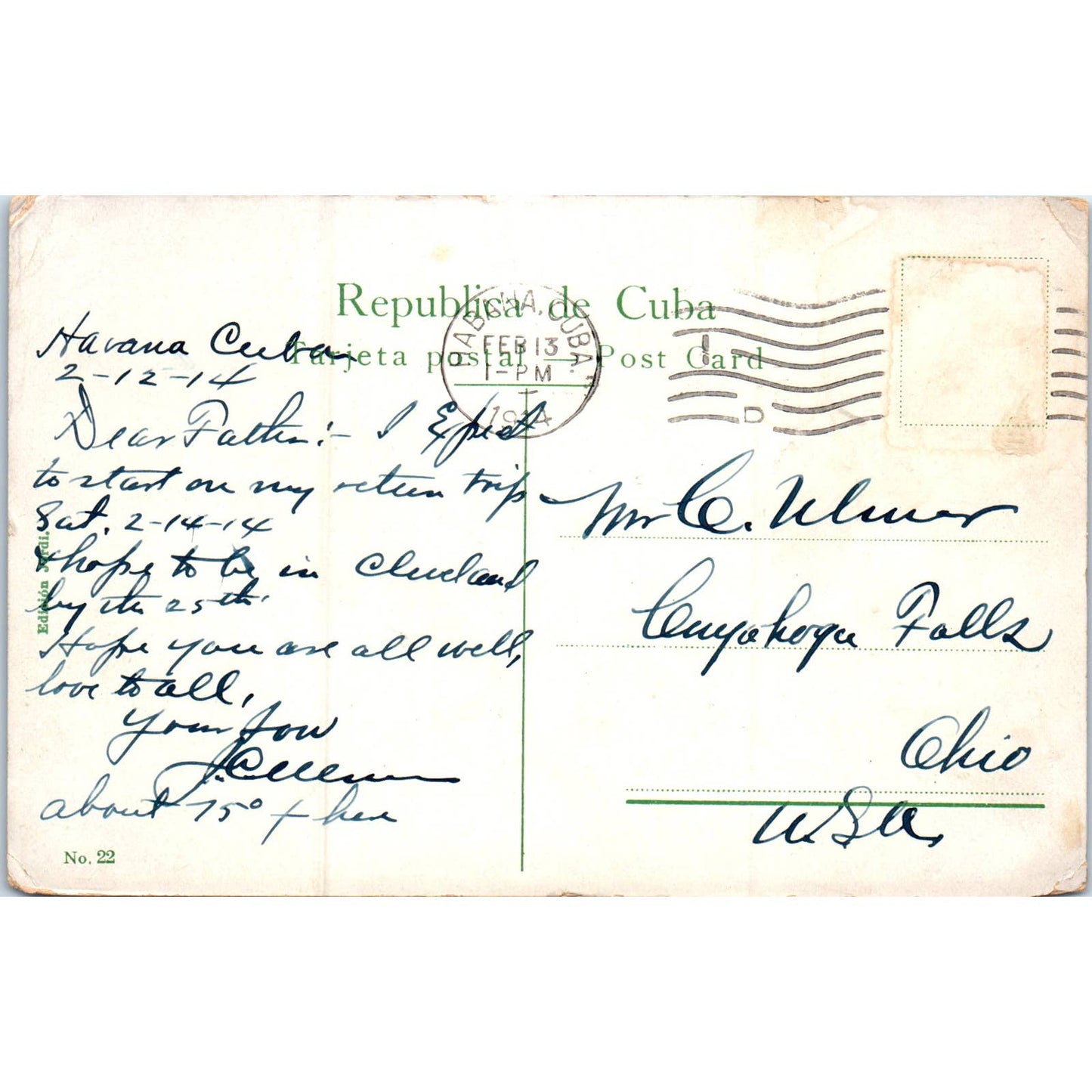 View of Morro From La Punta Fort 1914 Havana Cuba Original Postcard TK1-P16