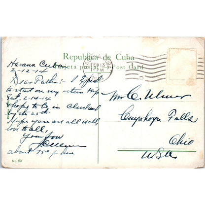 View of Morro From La Punta Fort 1914 Havana Cuba Original Postcard P3-1