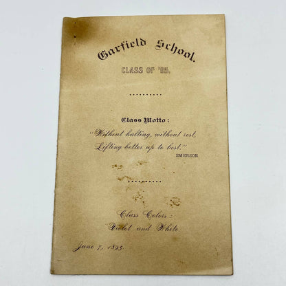 1895 Garfield School Graduation Program Ida Township Minnesota SC9